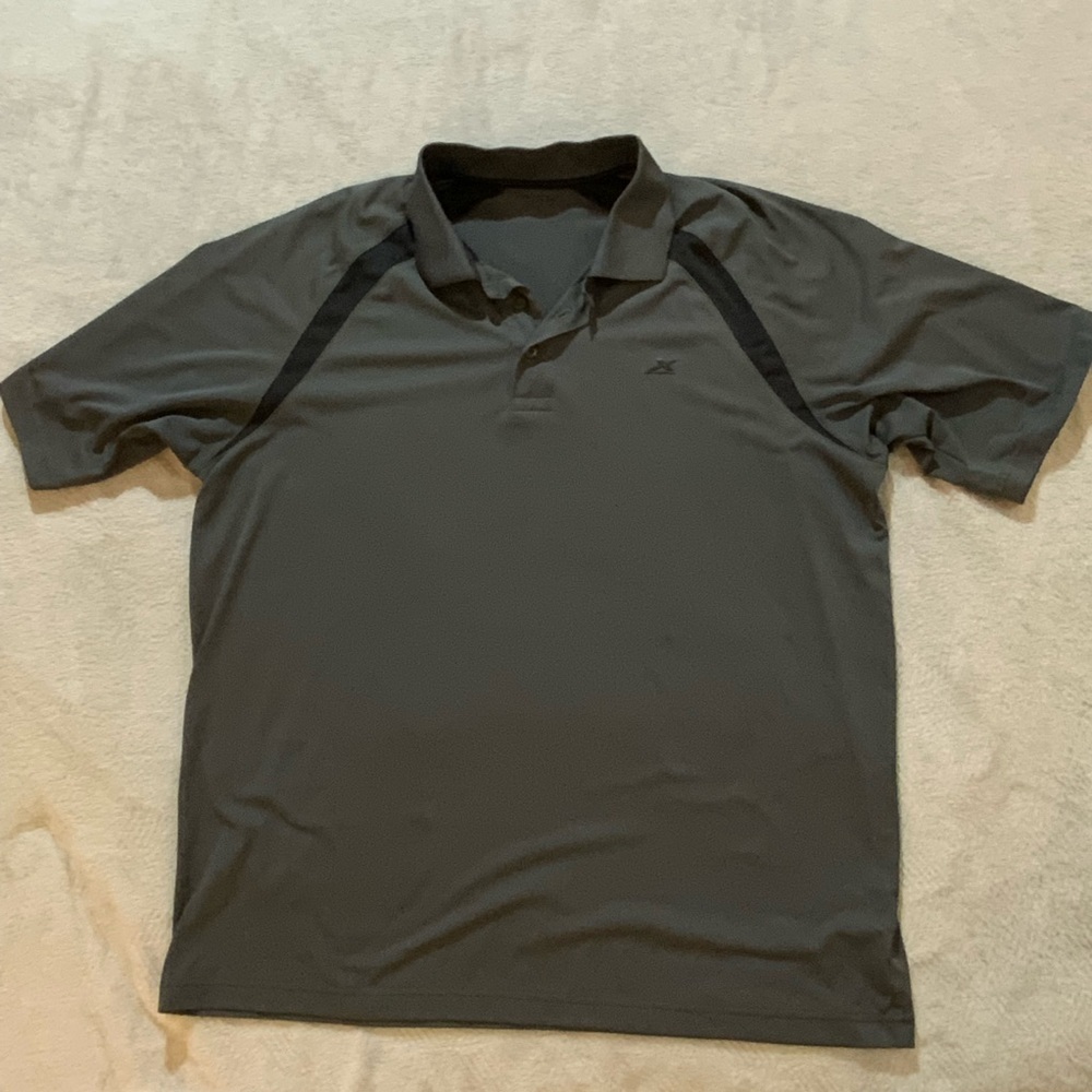 GSX Performance Polo Shirt XL Gray Black Moisture Wicking Golf Athletic